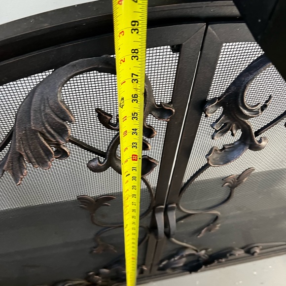 Fireplace screen - doors open - quality iron work. Local pick up - Picture 3 of 6